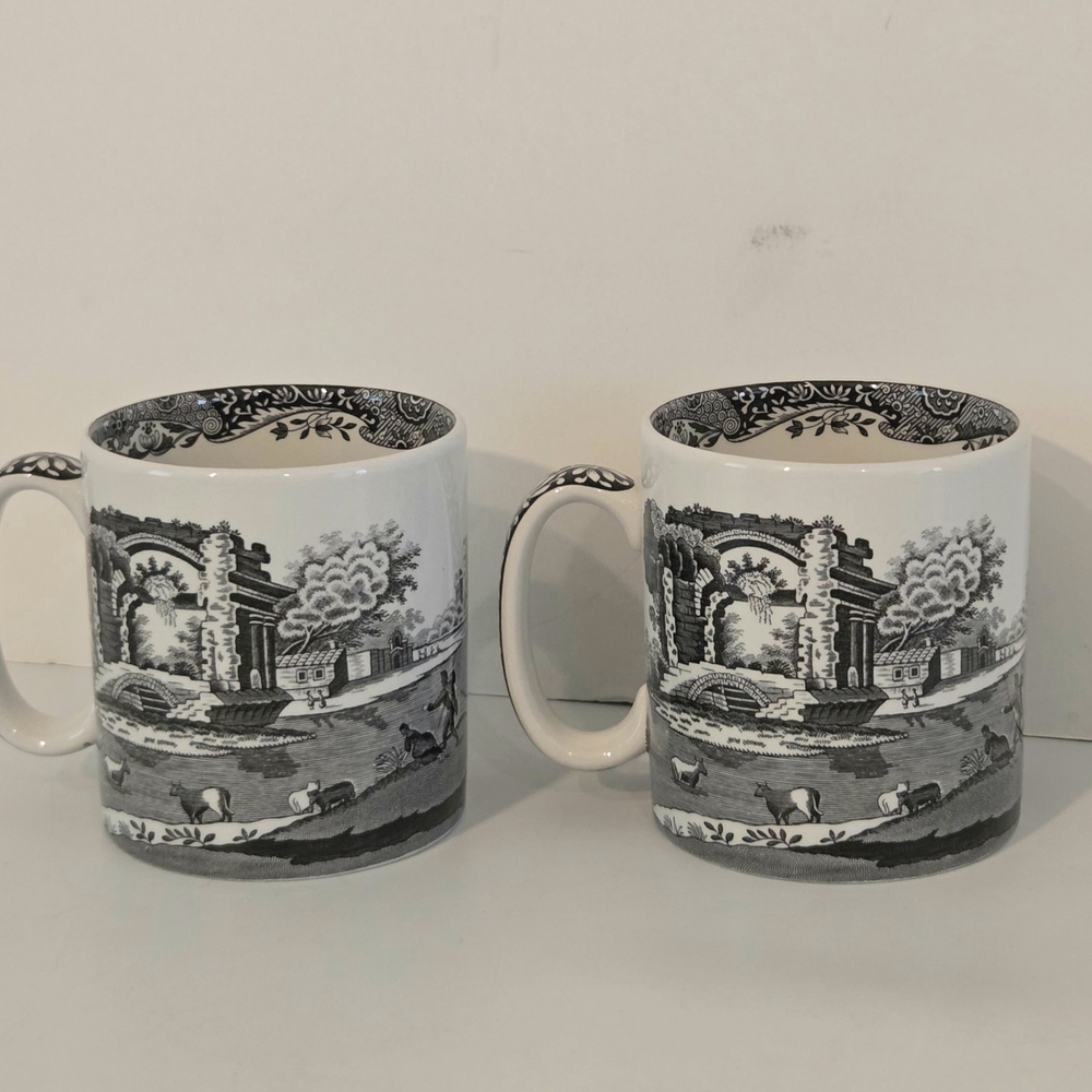 Spode Two(2) Black Italian Mugs.